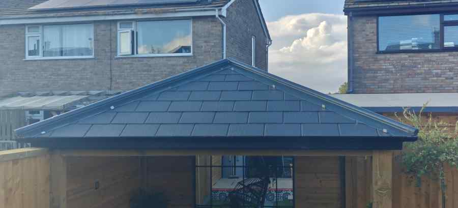 Slate roof garden room
